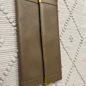 Brown Leather Wallet with Gold Accents